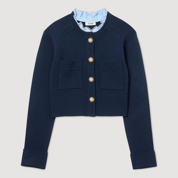 Sandro Cardigan with detachable ruffle collar - Picture 6 of 8